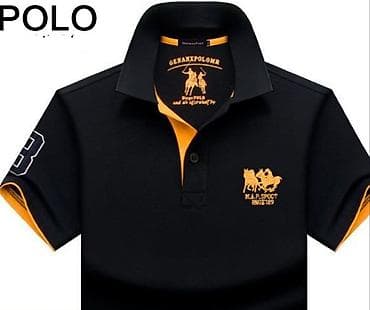 Футболки: Мужское поло с коротким рукавом.Размер 50.52.54 - Цвет: черный с — 2