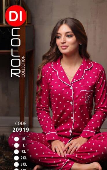 белая ночная сорочка: Пижама, Хлопок, Узбекистанская, XS, S, L — 8