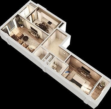 elite hause: 2 комнаты, 69 м², Элитка, 3 этаж, Готовая ПСО (под самоотделку) — 2