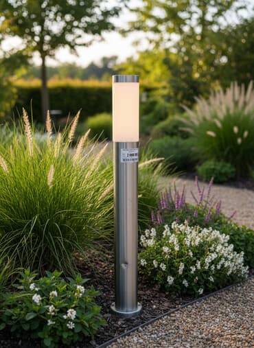 Цилиндрический садовый светильник из нержавеющей стали с матовым at lalafo.kg Цилиндрический садовый светильник из нержавеющей стали с матовым