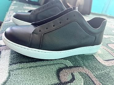 кийим: Мужские кеды без шнурков (под шнурок), черные - Материал верха — 2