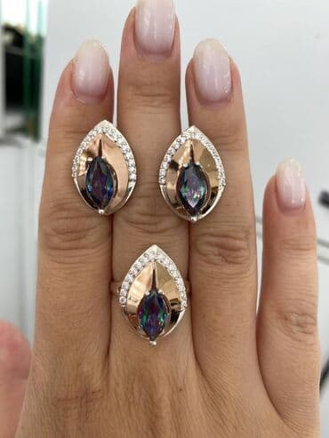 свадебные платья от производителя: Набор с камнями фианиты Серебро покрыто золотом пробы 925 Размеры — 2