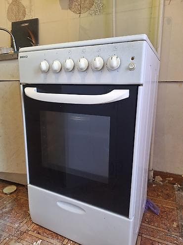 6 дыр: Газовая плита BEKO, классический белый цвет. Б/У Характеристики: - 4 — 3