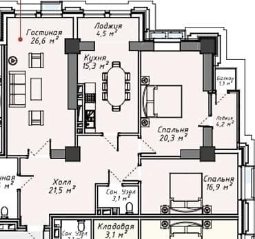 Новостройки от застройщика: Строится, Элитка, 3 комнаты, 118 м² — 6