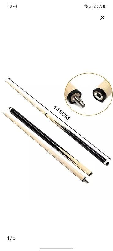 Спорт жана эс алуу: Бильярдный кий разборный, 145 см. Характеристики: - Длина: 145 см — 1