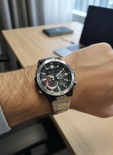 часы для измерения давления: Классические часы часы, Casio, Карбон, Водонепроницаемые, Секундомер, Таймер, Мужские — 1