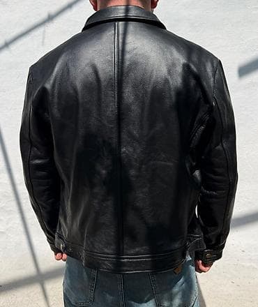 leather jacket: Мужская кожаная куртка из плотной натуральной кожи (черная) — 1
