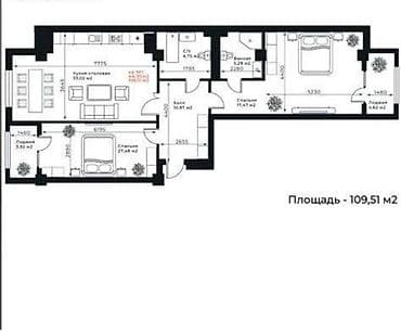 элит хаус: 3 комнаты, 110 м², Элитка, Элитка, 8 этаж, ПСО (под самоотделку) — 10