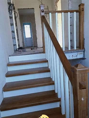 Строительные леса, стойки: Деревянная лестница Для дома, Вид дерева: Кара Жыгач, Форма лестницы: Много-маршевая, Стиль: Классический — 5