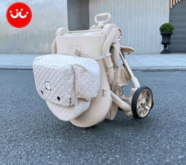 электро колесо на велосипед: Коляска, цвет - Коричневый, Б/у — 9