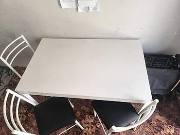 coffee table: Кухонный стол и стул, Б/у, цвет - Белый — 1