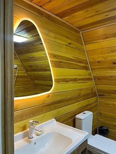 баня семений: А‑фрейм домик с панорамным остеклением - Планировка: два уровня. На — 5