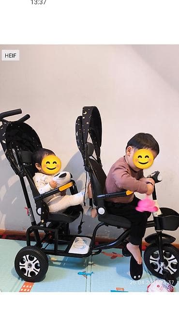 детские коляски 2 в 1: Детский велосипед-коляска для двоих (б/у) - Два посадочных места — 1