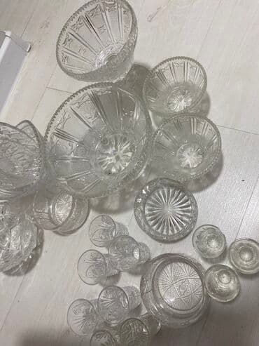 набор для перемещения мебели: Набор из прозрачного резного стекла/хрусталя с классическим гранёным — 10