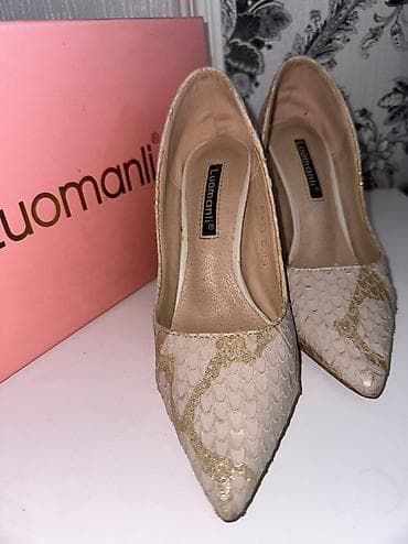 Домашние тапочки: Туфли полностью кожаные 34р колодка супер удобная -8см каблук своя — 2