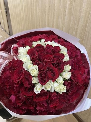 Монобукет из роз «Сердце» 101 роза Свежий азыр келди 2000 сом