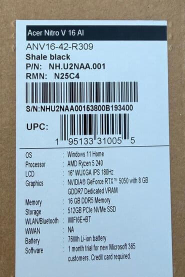 асус рог стрикс: Ноутбук, Acer, 16 ГБ ОЗУ, AMD Ryzen 5, 15.6 ", Новый, Для работы, учебы, память NVMe SSD — 3