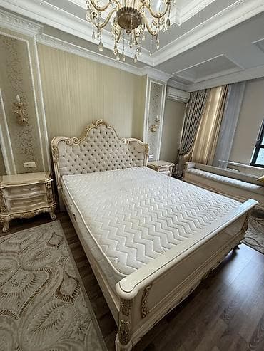 турецкий спальный гарнитур: Спальный гарнитур, Двуспальная кровать, МДФ, цвет - Золотой — 1