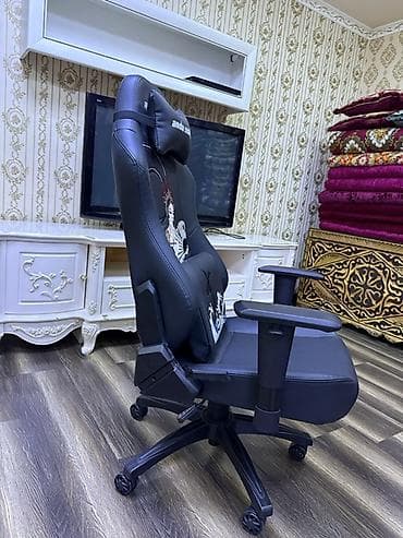 Игровое кресло, Новый, С колесиками, цвет - Черный, Экокожа — 3