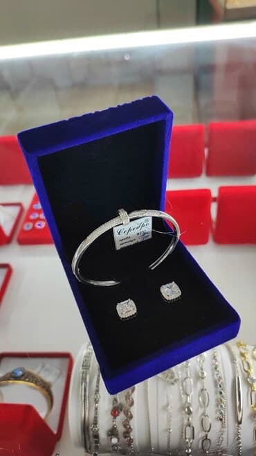 самые красивые свадебные платья в мире: Серебряный Браслет+ серьги на гвоздиках Серебро 925 дизайн Италия — 1