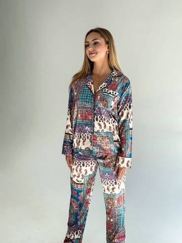 джинсова сорочка: Пижама, Шелк, Турция, S, M, L — 9