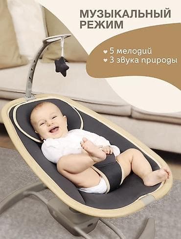кресла качели: Детский шезлонг, Б/у, Электронная, Другой материал, цвет - Серый — 4