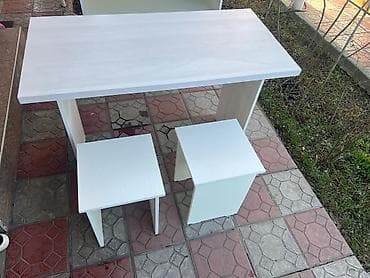 столы пуфики: Кухонный стол и стул, цвет - Белый — 2