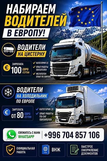 работа на эвропа: Требуется Водитель грузового транспорта, Категория прав (CE), Официальное трудоустройство — 1