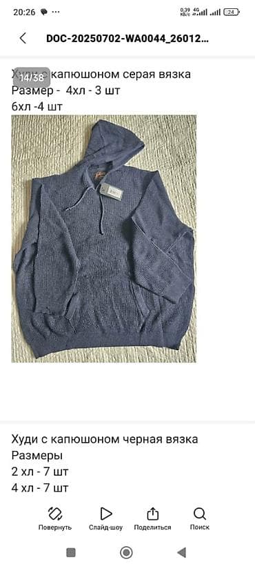 second hand: Мужской вязаный худи Johnny Bigg. - Цвета: темно-серый/графит и — 1