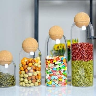 специй: Набор стеклянных банок, с пробковой крышкой. • 4 стеклянные баночки • — 1