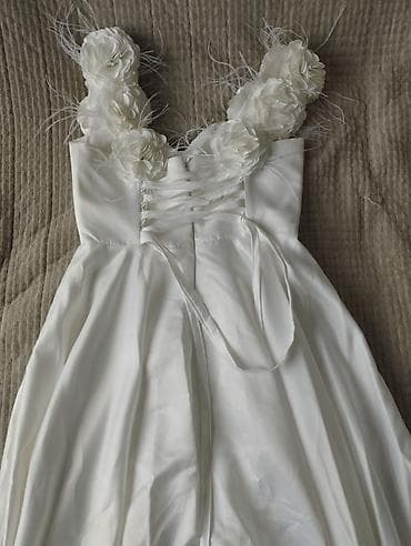 свадебная бижутерия: Свадебное/вечернее платье A‑line, цвет айвори (белый). - Силуэт — 5