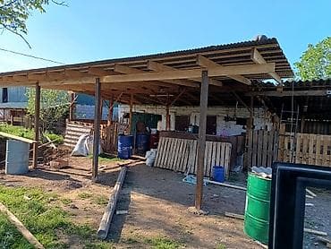 секционные вороты: Навес, Односкатный, Дерево, Профнастил — 1