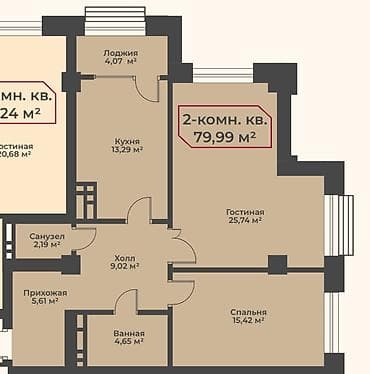 кв от застройщика: 2 комнаты, 80 м², Элитка, Готовая ПСО (под самоотделку) — 3