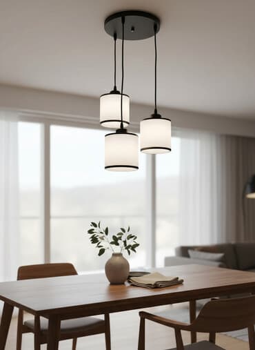 Подвесной светильник на 3 плафона - Дизайн: три цилиндрических