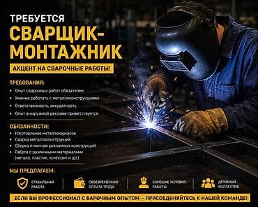 Работа: ⚡️ Срочно требуется сварщик-монтажник в рекламно-производственную — 1