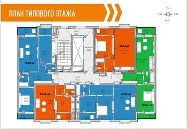 продаю псо квартиру: 2 комнаты, 78 м², Элитка, 10 этаж, ПСО (под самоотделку) — 7