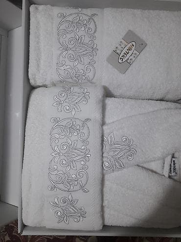 Красивый подарочный Турецкий набор, 100% хлопок. Длинный халат