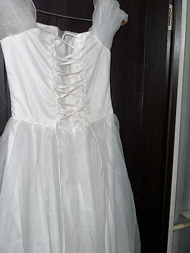 платье на свадьбу: Детское платье, цвет - Белый, Б/у — 2