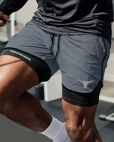 белые шорты с завышенной талией: Мужские шорты, 4XL, Новый, цвет - Серый, Самовывоз — 1