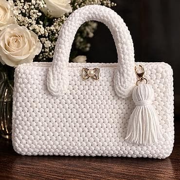 сумки женские б: Вязаная сумка-тот bag из шнура, белая - Ручная работа, плотное — 2