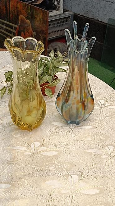 короны: Пара декоративных художественных ваз из стекла (ручная работа) - — 4