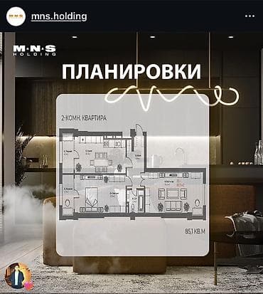 Квартиры: 2 комнаты, 85 м², Элитка, 7 этаж, Дизайнерский ремонт — 3