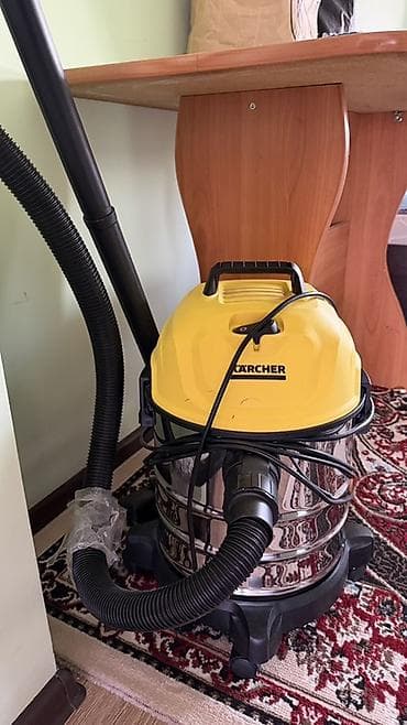 Строительный пылесос Karcher (желтый корпус, нержавеющий бак). - Для — 1