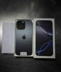 телефонов айфон: IPhone 16 Pro Max, Колдонулган, 256 ГБ, Black Titanium, Коргоочу айнек, Кабель, Куту, 90 % — 5