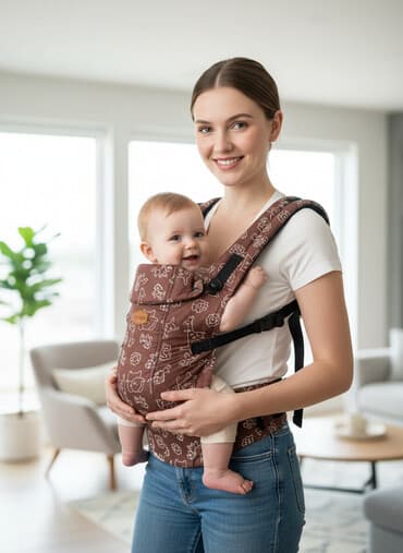 Переноска-кенгуру/слинг-рюкзак для малышей - Цвет: коричневый с белым