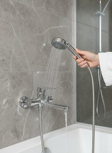 Смеситель для ванны и душа, Ручной душ, Установка: Наружный монтаж, Материал: Нержавейка, Функции: Без функций at lalafo.kg Смеситель для ванны и душа, Ручной душ, Установка: Наружный монтаж, Материал: Нержавейка, Функции: Без функций