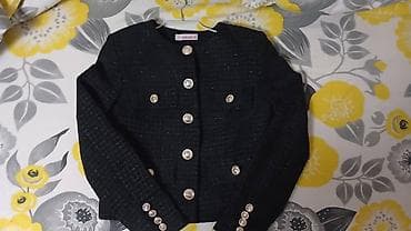 Жакет женский в стиле твид - Цвет: черный с лёгким блеском нити -