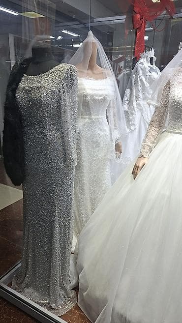 узкие свадебные платья: Свадебное платье, Со шлейфом, Фатин, Пышное, Пайетки, Новый — 8