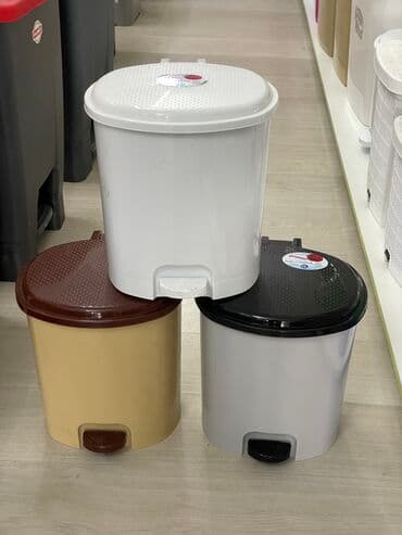 эко урны: Урна с педалью и внутренним ведром 12л Белый, бежево-коричневый — 1