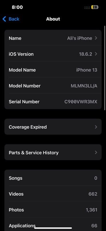 телефон режим 11: IPhone 13, Б/у, 128 ГБ, Белый, 78 % — 5
